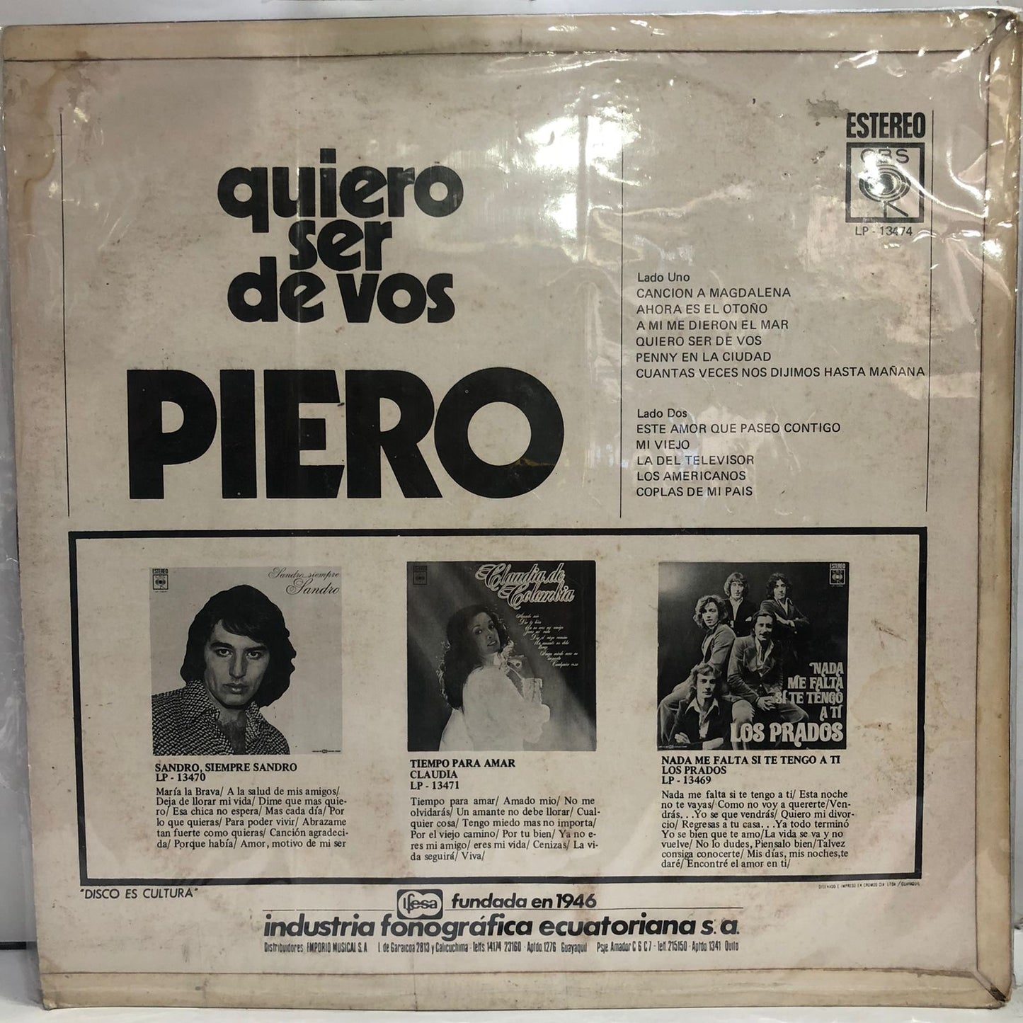 PIERO - QUIERO SER DE VOS LP