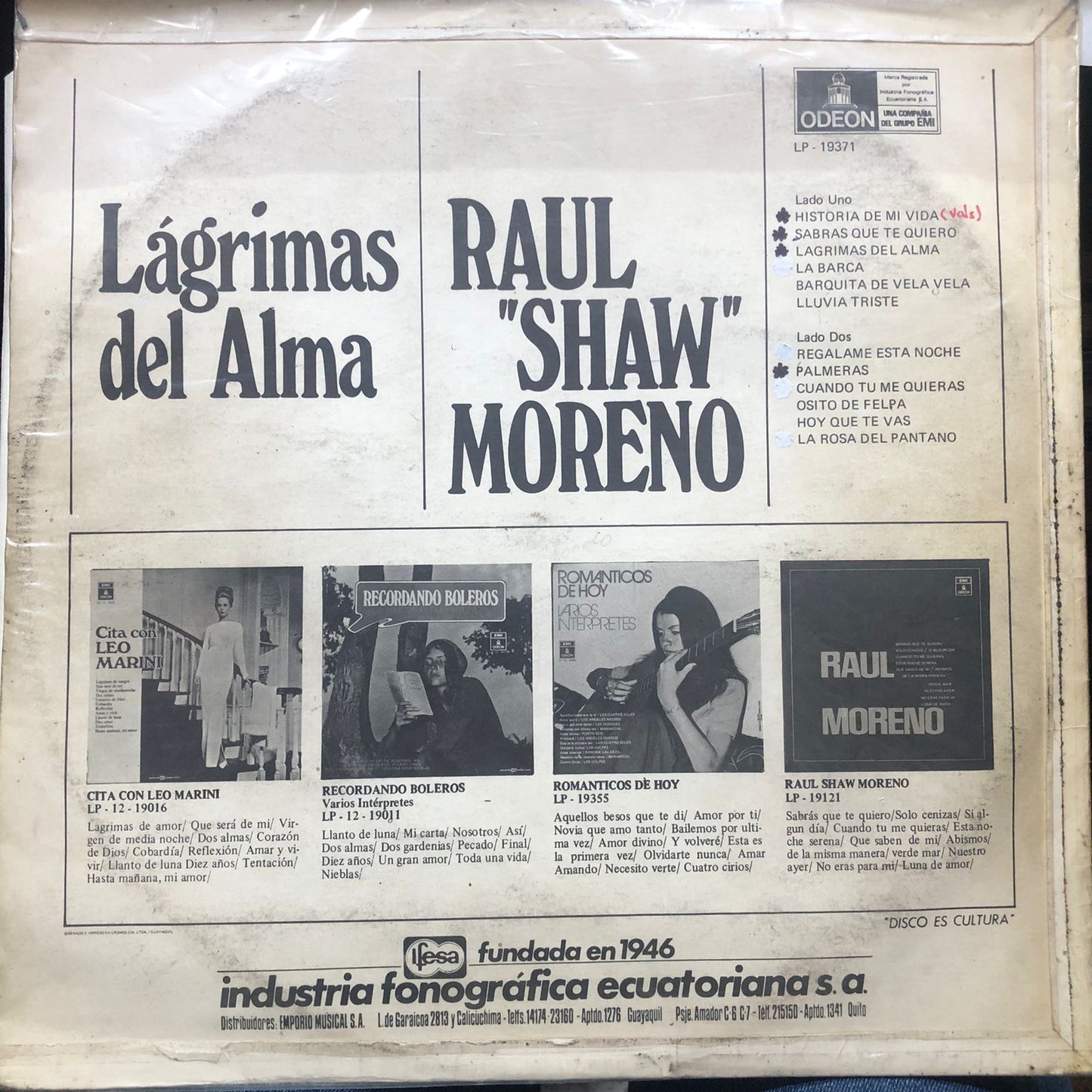 RAUL SHAW MORENO - LAGRIMAS DEL ALMA LP