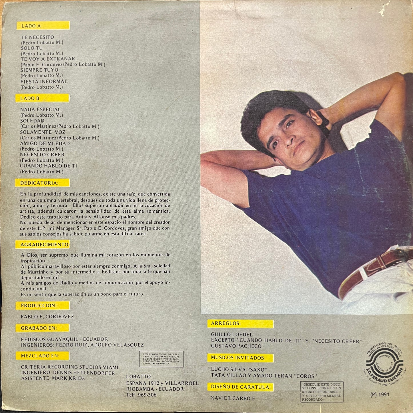 PEDRO LOBATTO - TE NECESITO... LP