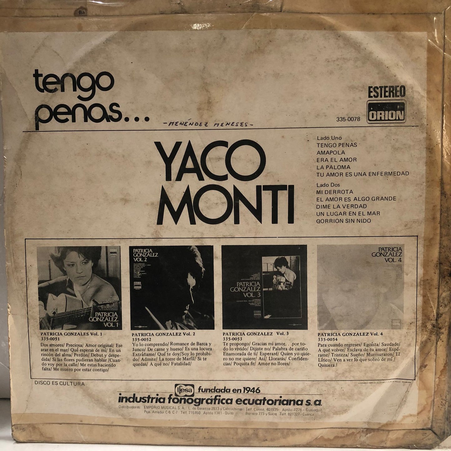 YACO MONTI - TENGO PENAS... LP