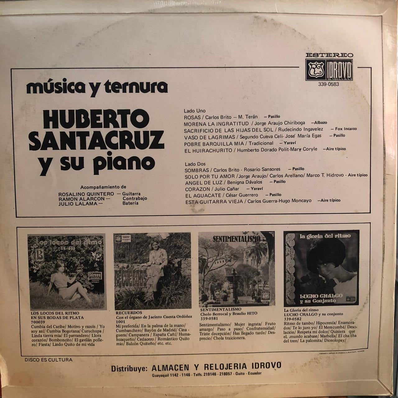 HUBERTO SANTACRUZ Y SU PIANO - MUSICA Y TERNURA LP