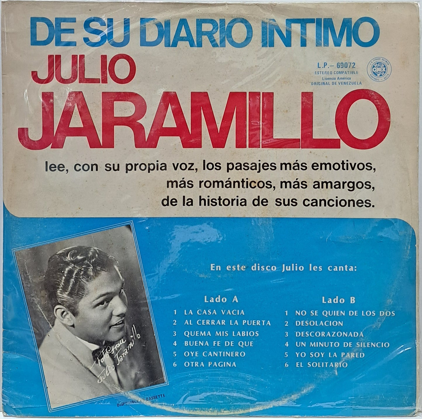 JULIO JARAMILLO - DE SU DIARIO INTIMO LP (DE EPOCA)
