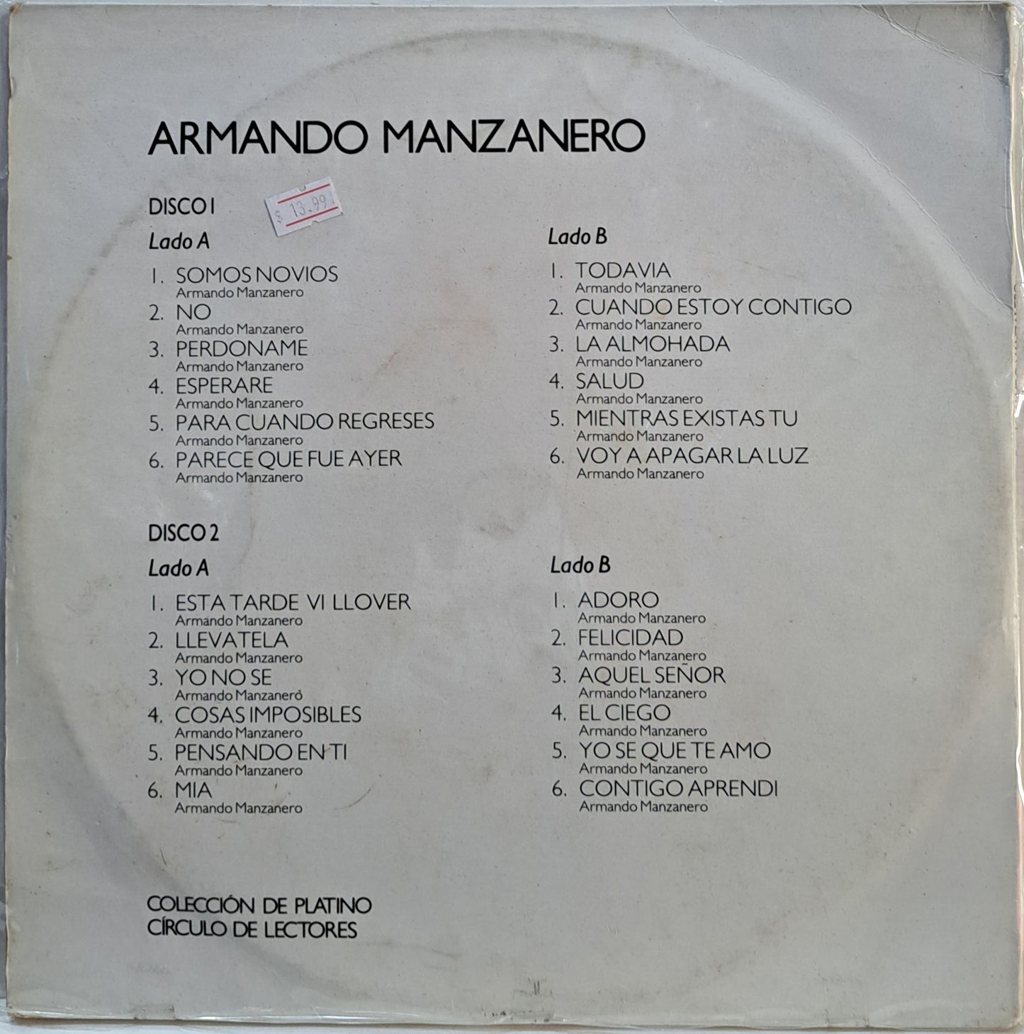 ARMANDO MANZANERO - COLECCION DE PLATINO 2 LPS