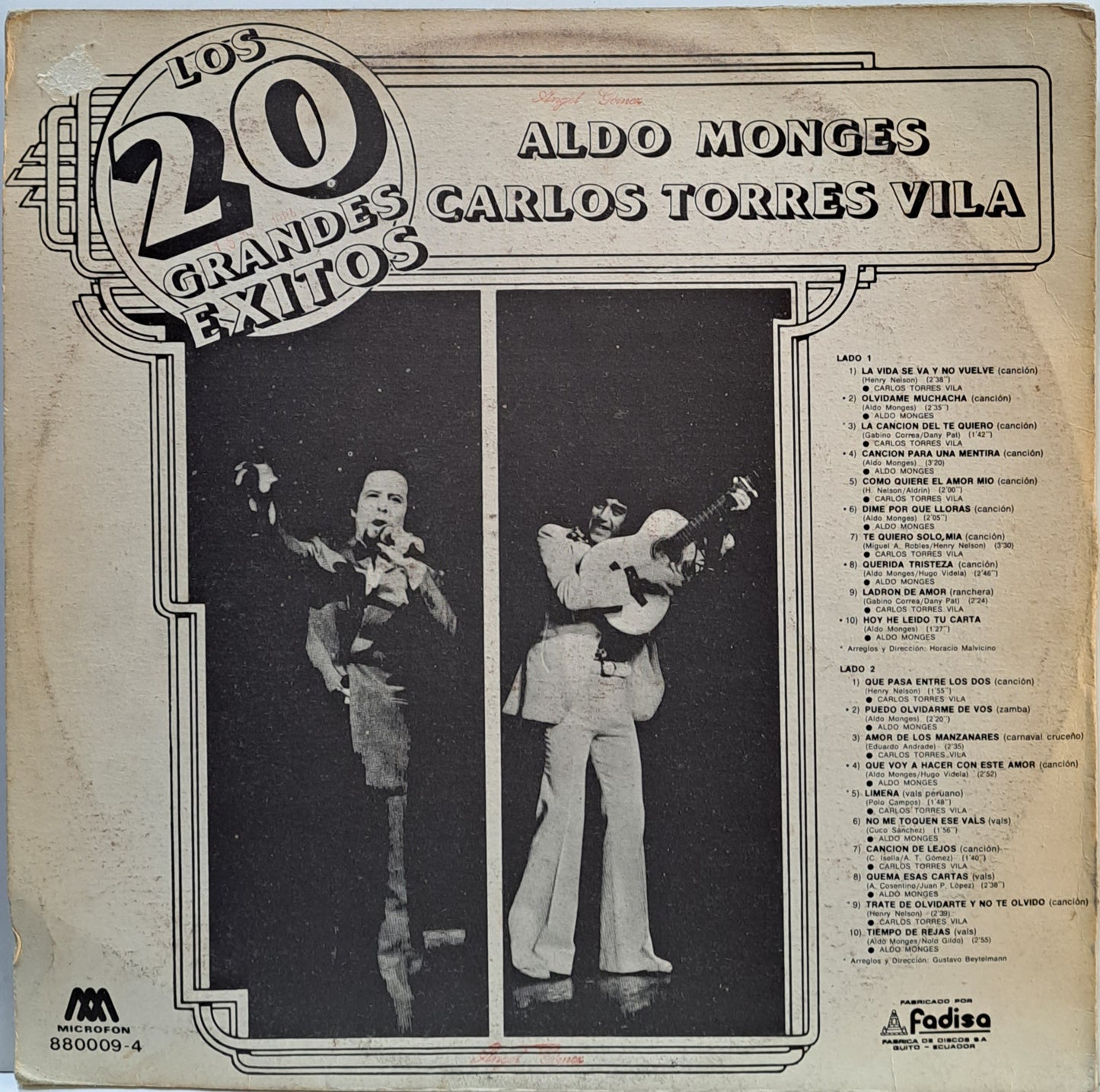 ALDO MONGES Y CARLOS TORRES VILA - LOS 20 GRANDES EXITOS LP