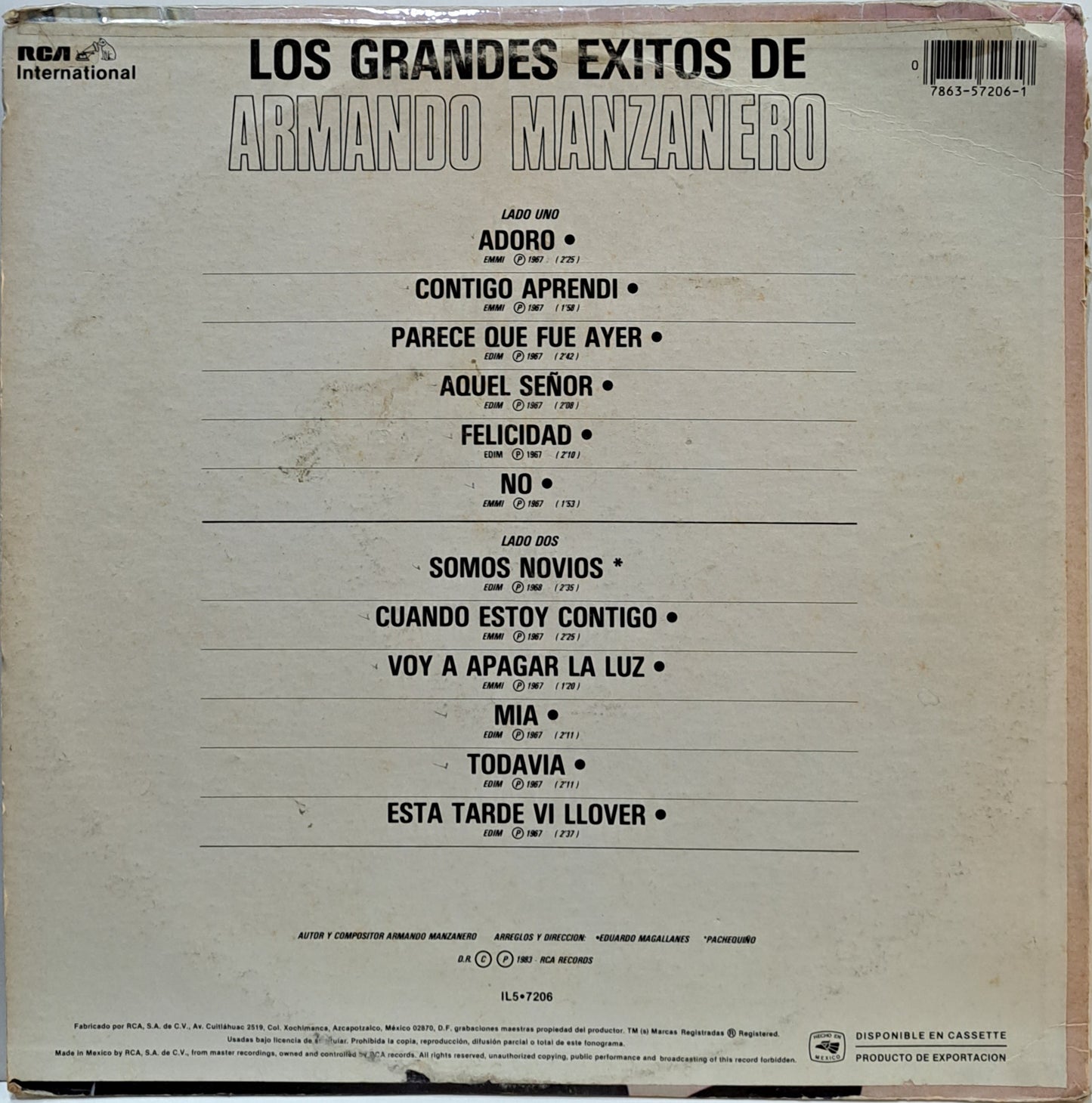 ARMANDO MANZANERO - LOS GRANDES EXITOS DE LP