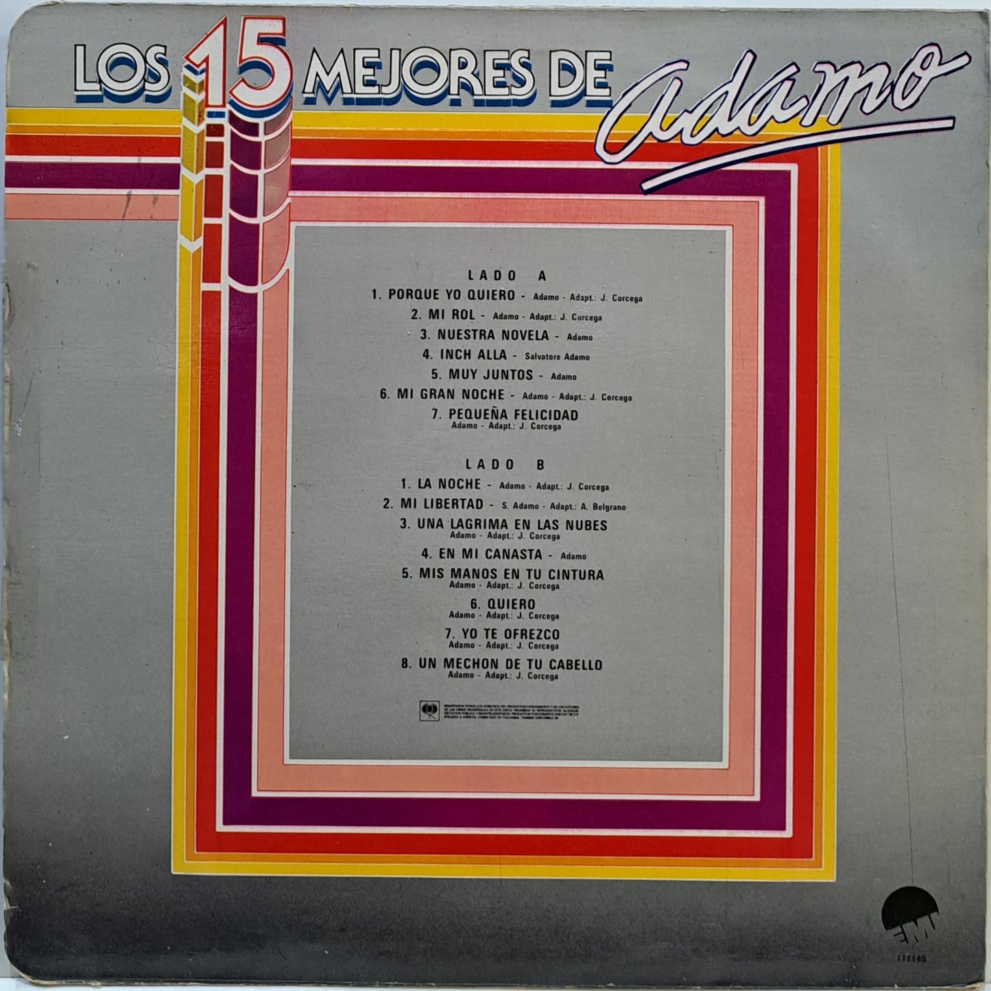 ADAMO - LOS 15 MEJORES DE LP