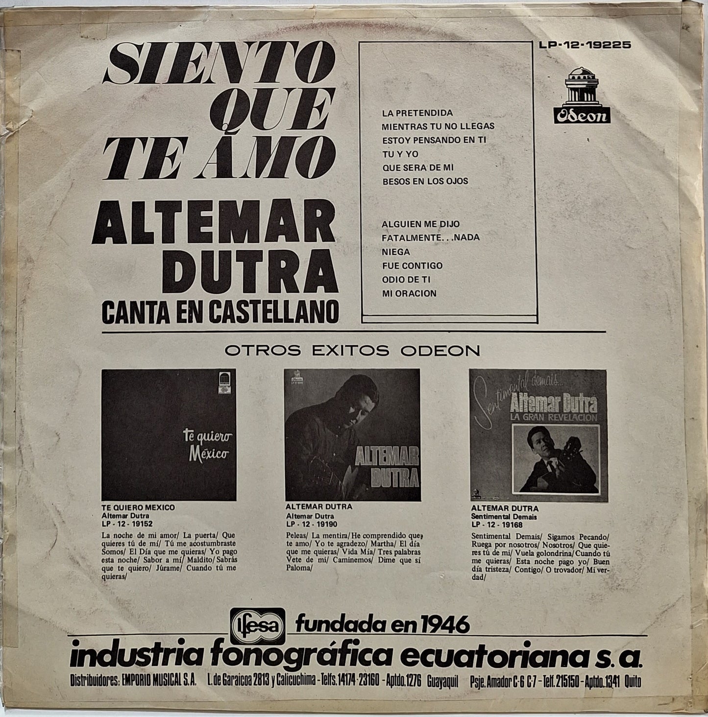 ALTEMAR DUTRA - SINTO QUE TE AMO LP