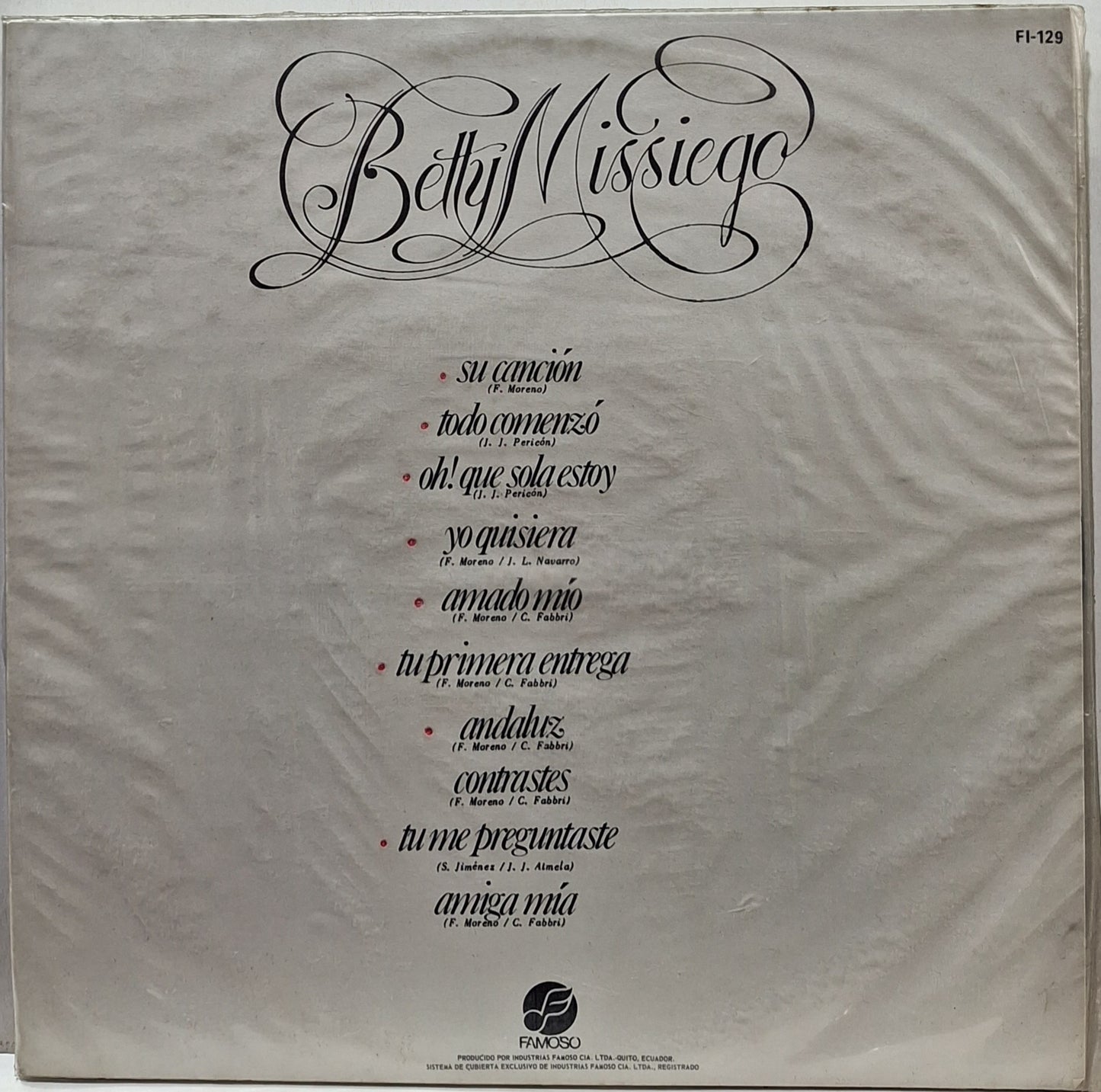 BETTY MISSIEGO - SU CANCION LP