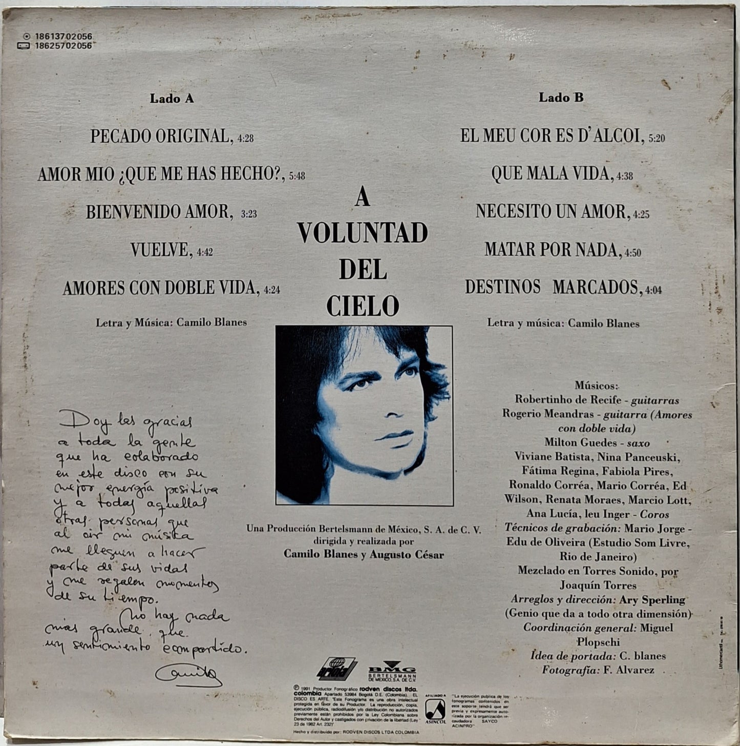 CAMILO SESTO - A VOLUNTAD DEL CIELO LP