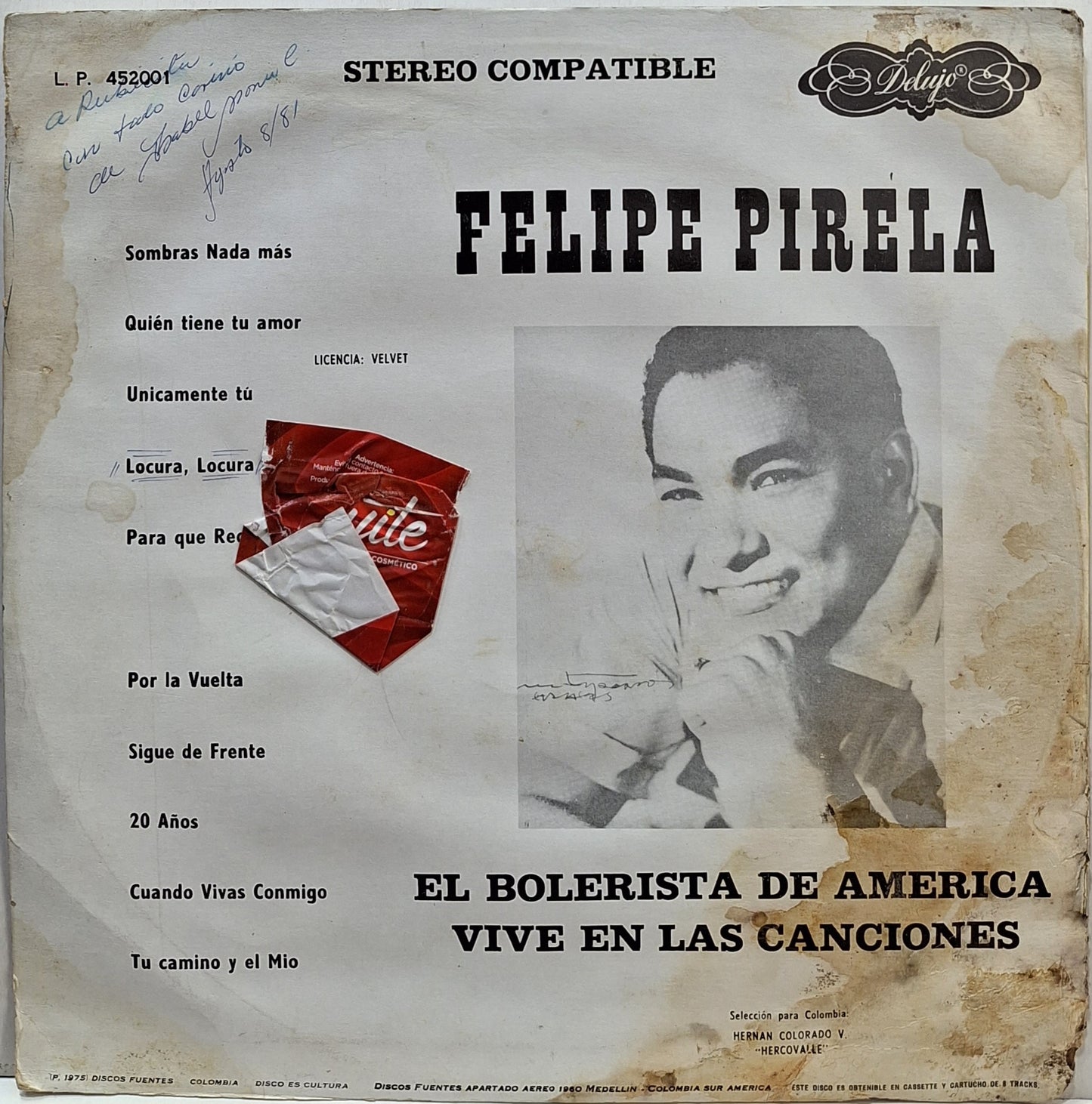 FELIPE PIRELA - EL BOLERISTA DE AMERICA VIVE EN LAS CANCIONES LP