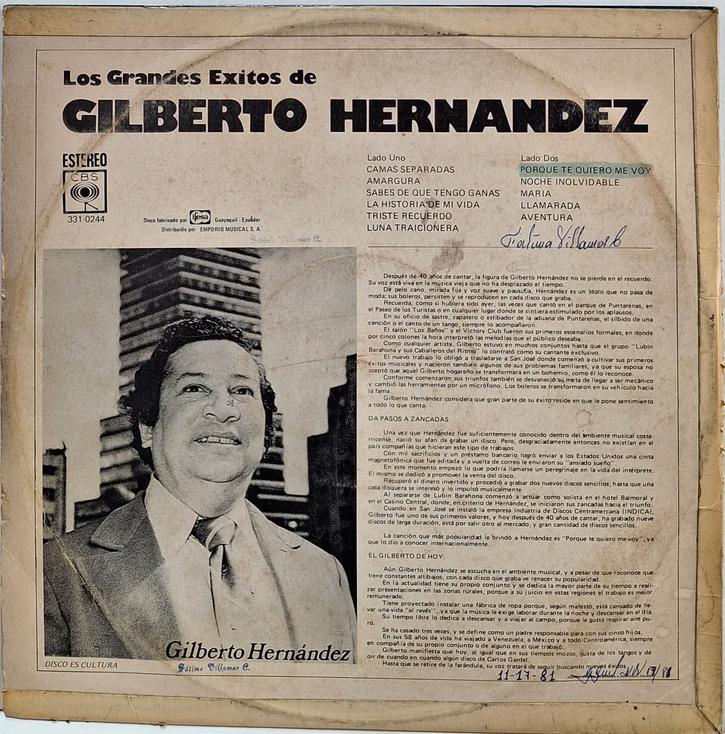 GILBERTO HERNANDEZ - LOS GRANDES EXITOS DE LP