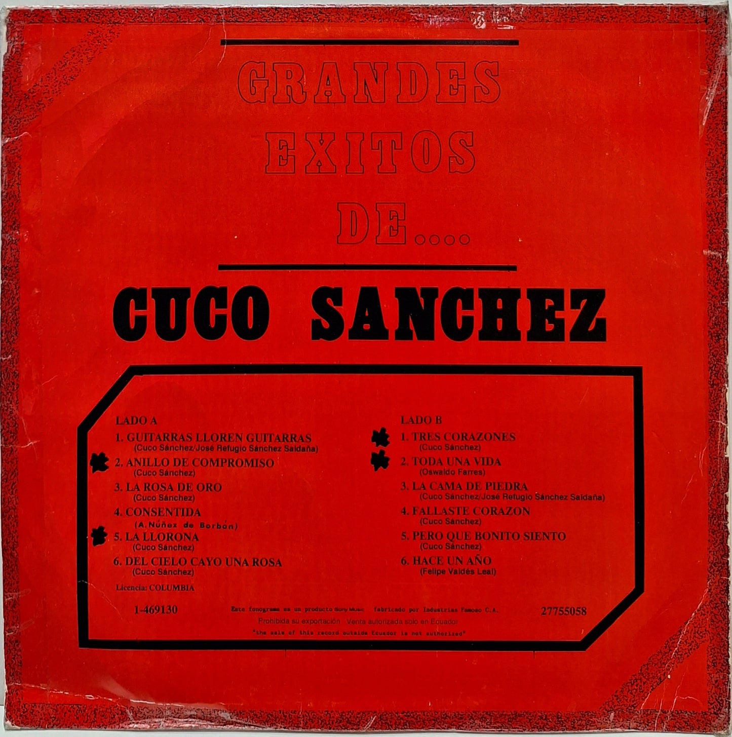 CUCO SANCHEZ - GRANDES EXITOS DE LP