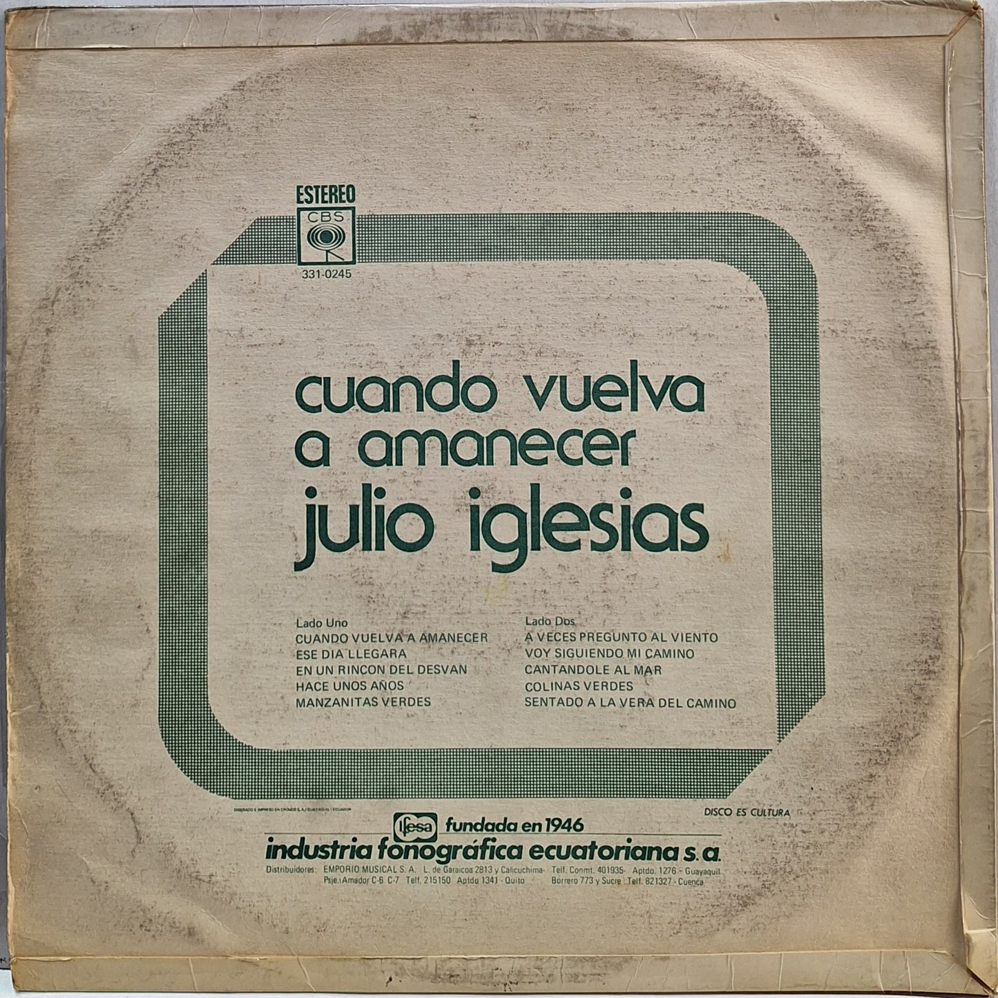 JULIO IGLESIAS - CUANDO VUELVA A AMANECER LP