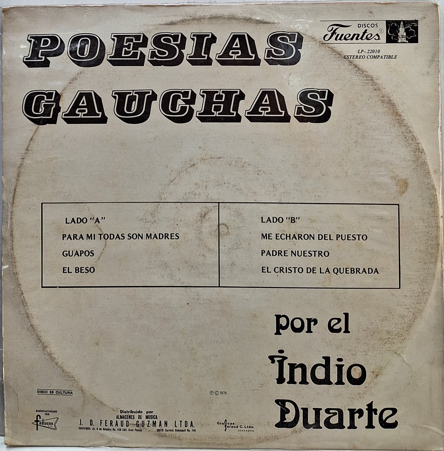 EL INDIO DUARTE - POESIA GAUCHAS LP