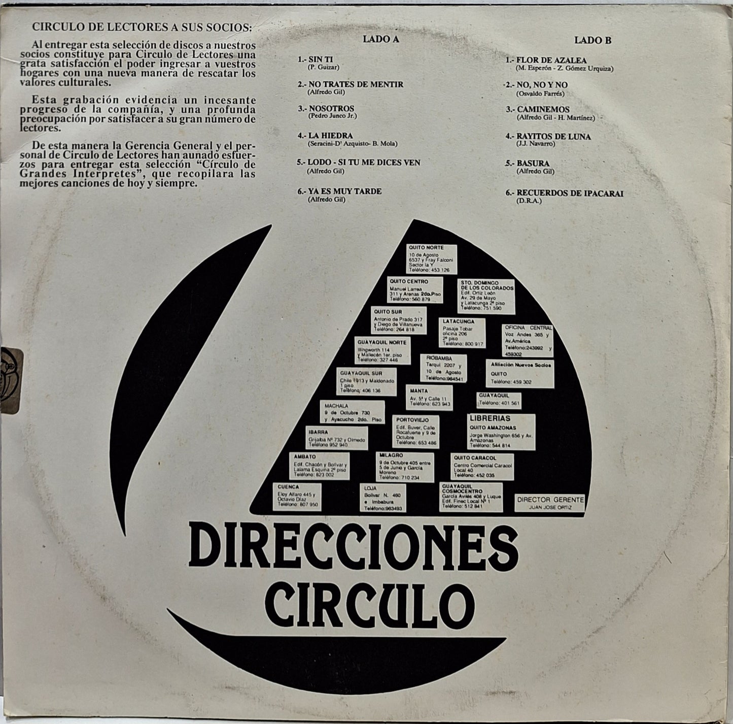 LOS PANCHOS - SELECCIONES CIRCULO DE GRANDES INTERPRETES LP
