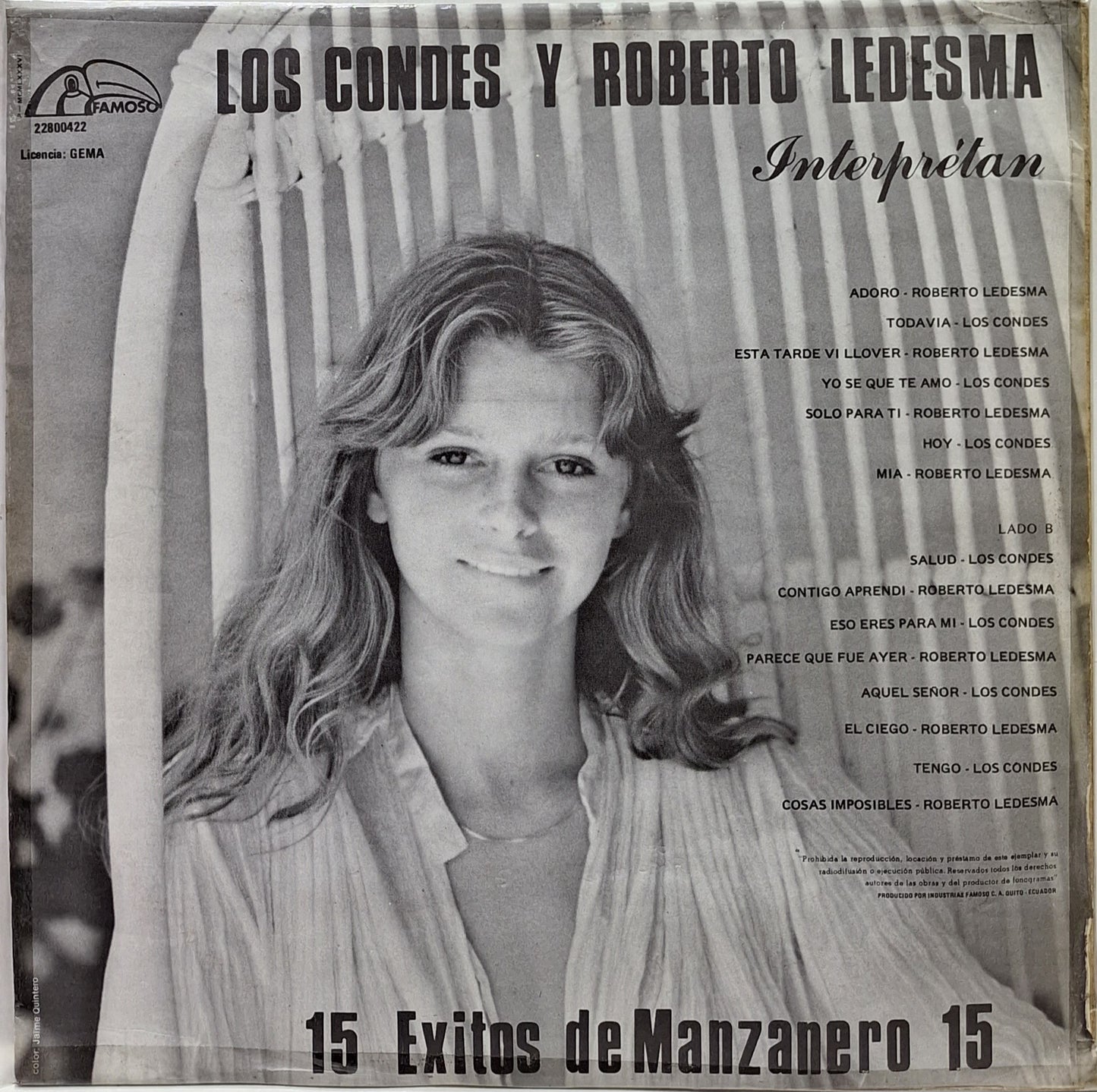 LOS CONDES Y ROBERTO LEDESMA - INTERPRETAN 15 EXITOS DE MANZANERO LP