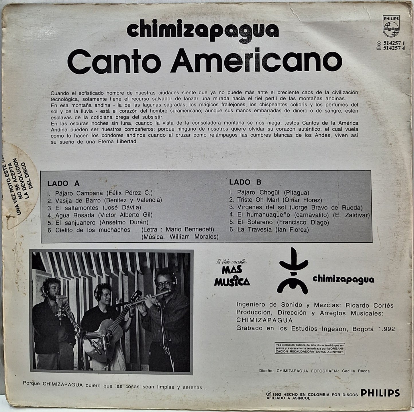 CHIMIZAPAGUA - CANTO AMERICANO LP