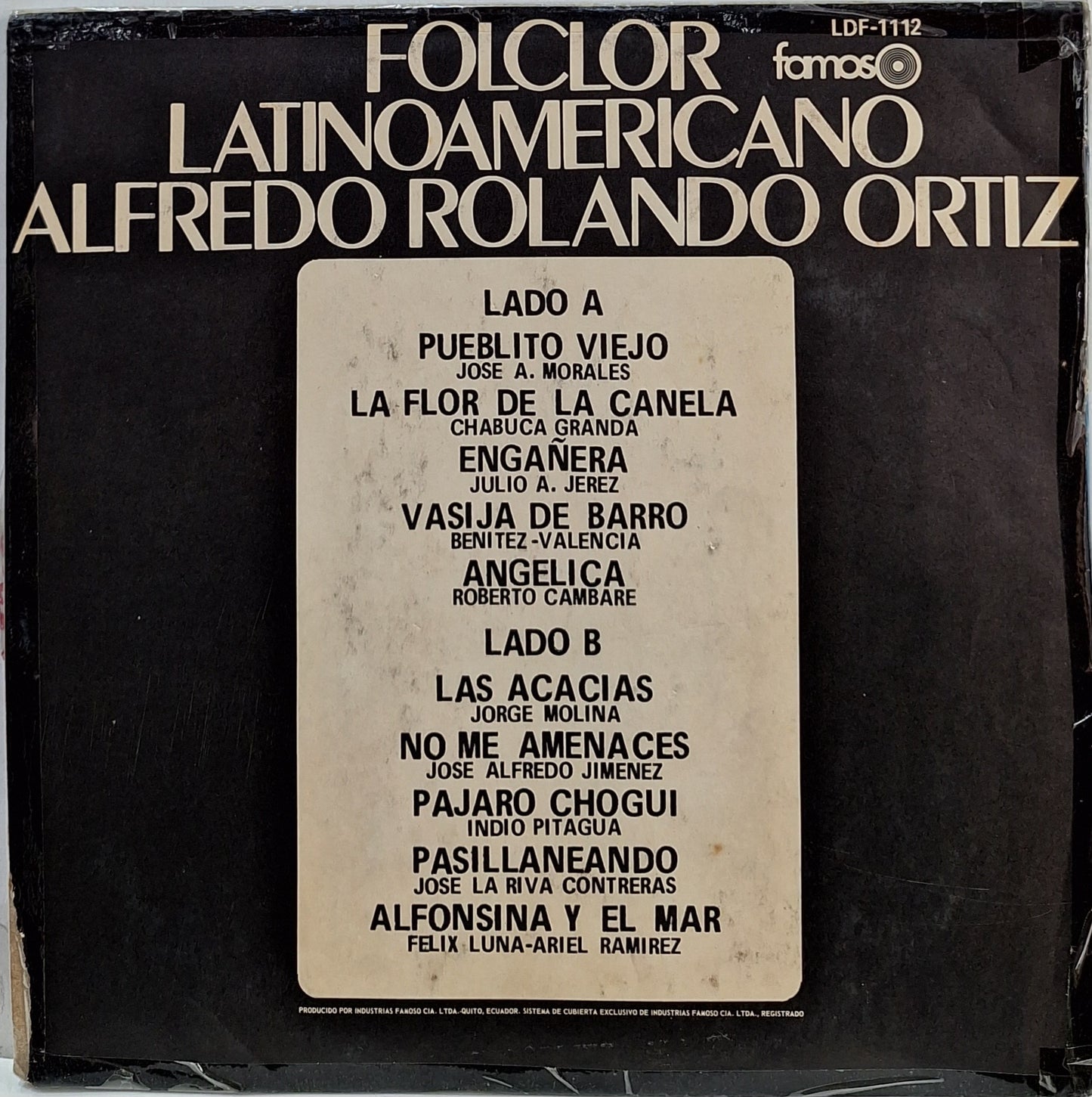 ALFREDO ROLANDO ORTIZ - FOLCLOR LATINOAMERICANO LP