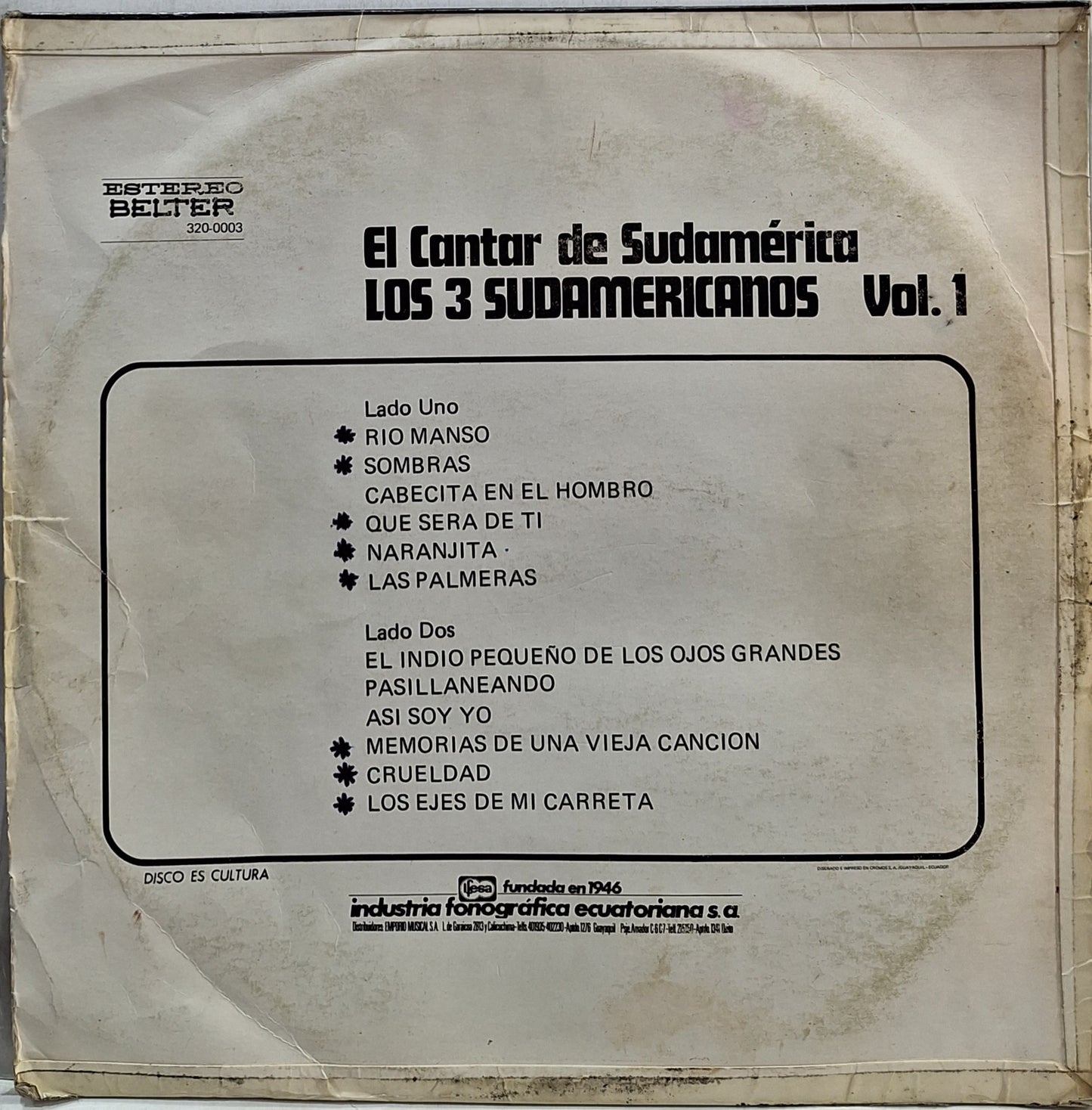 LOS 3 SUDAMERICANOS - EL CANTAR DE SUDAMERICA VOL 1 LP