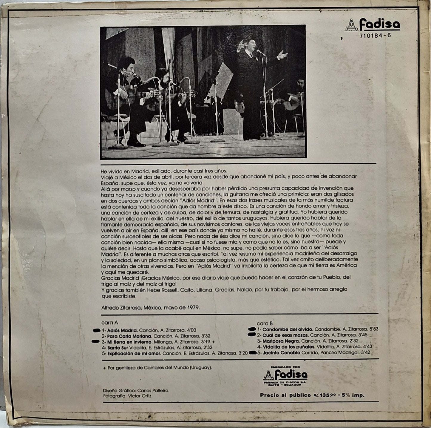 ALFREDO ZITARROSA - ADIOS MADRID LP