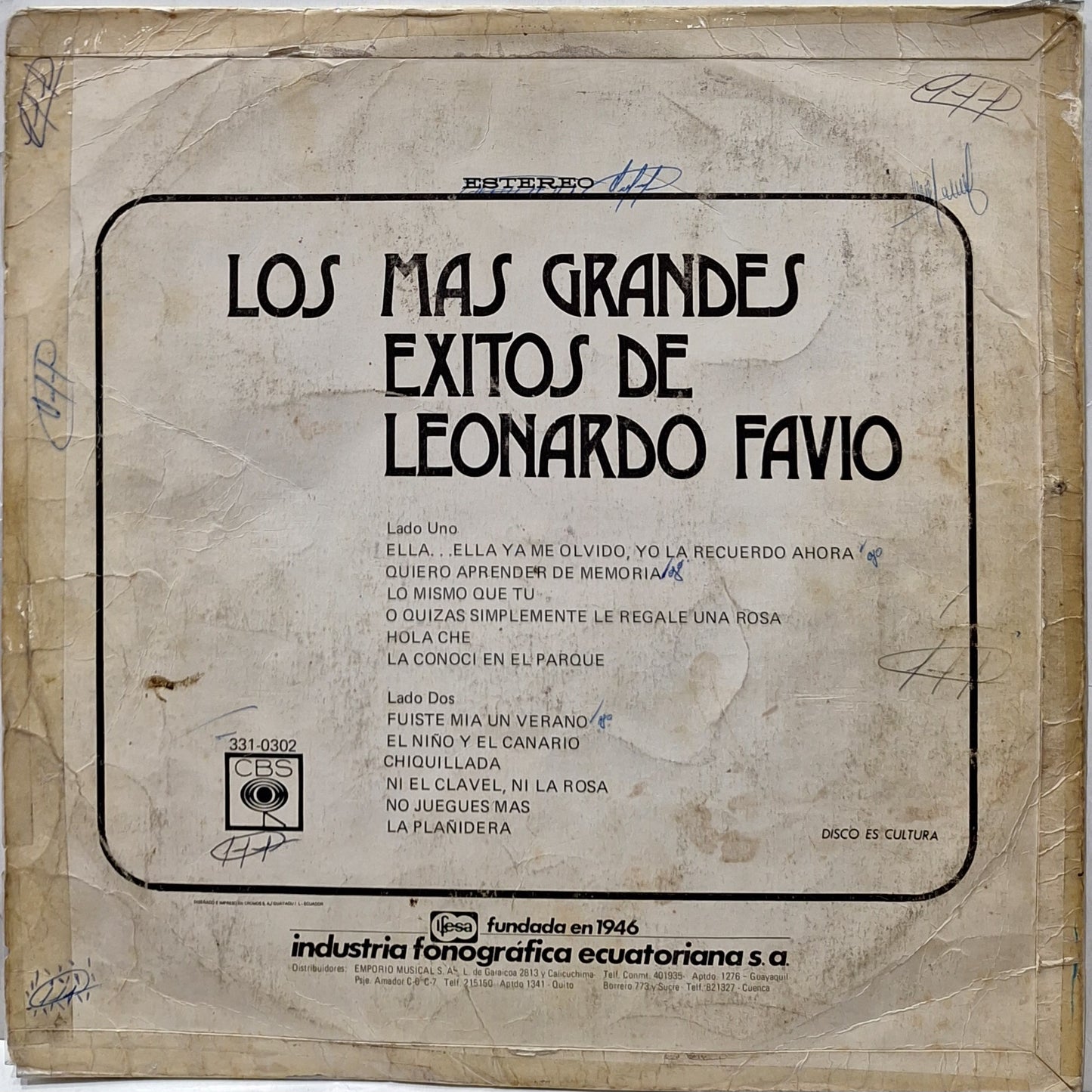 LEONARDO FAVIO - LOS MAS GRANDES EXITOS LP