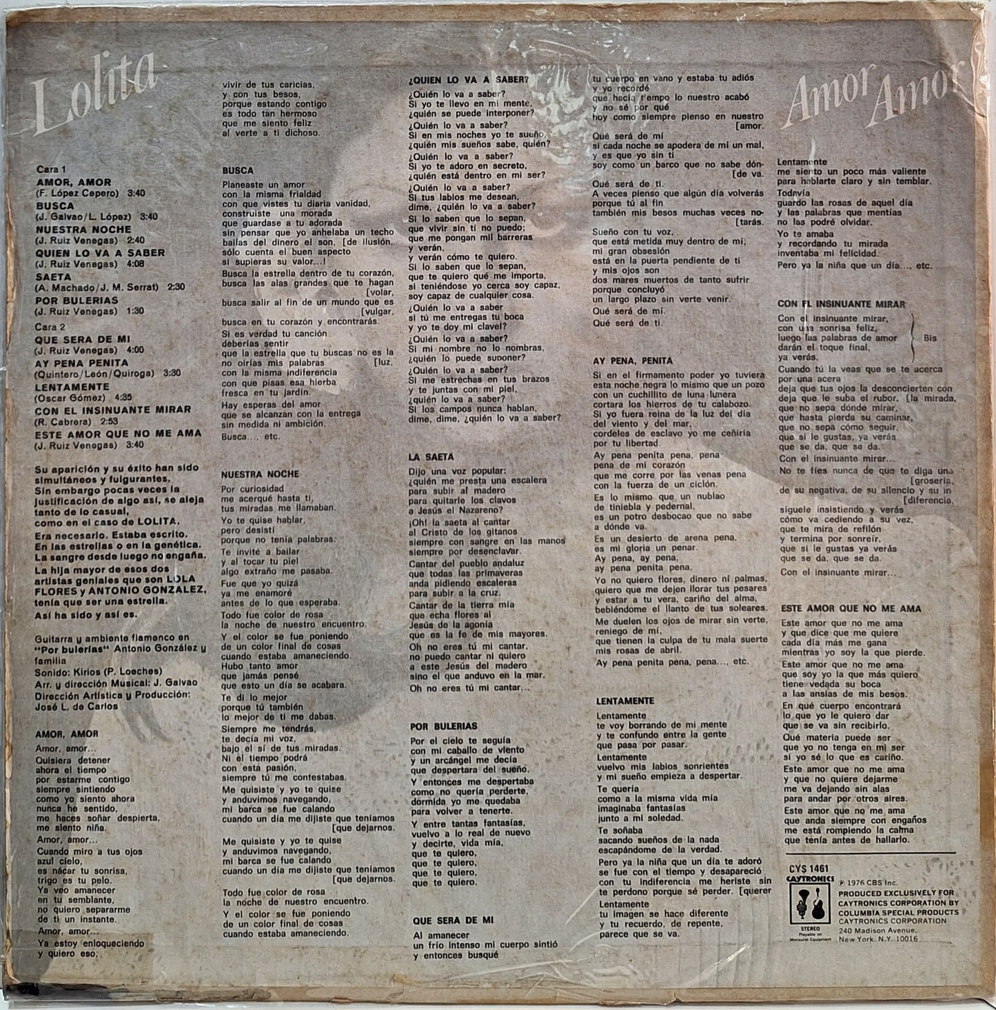 LOLITA - AMOR AMOR LP