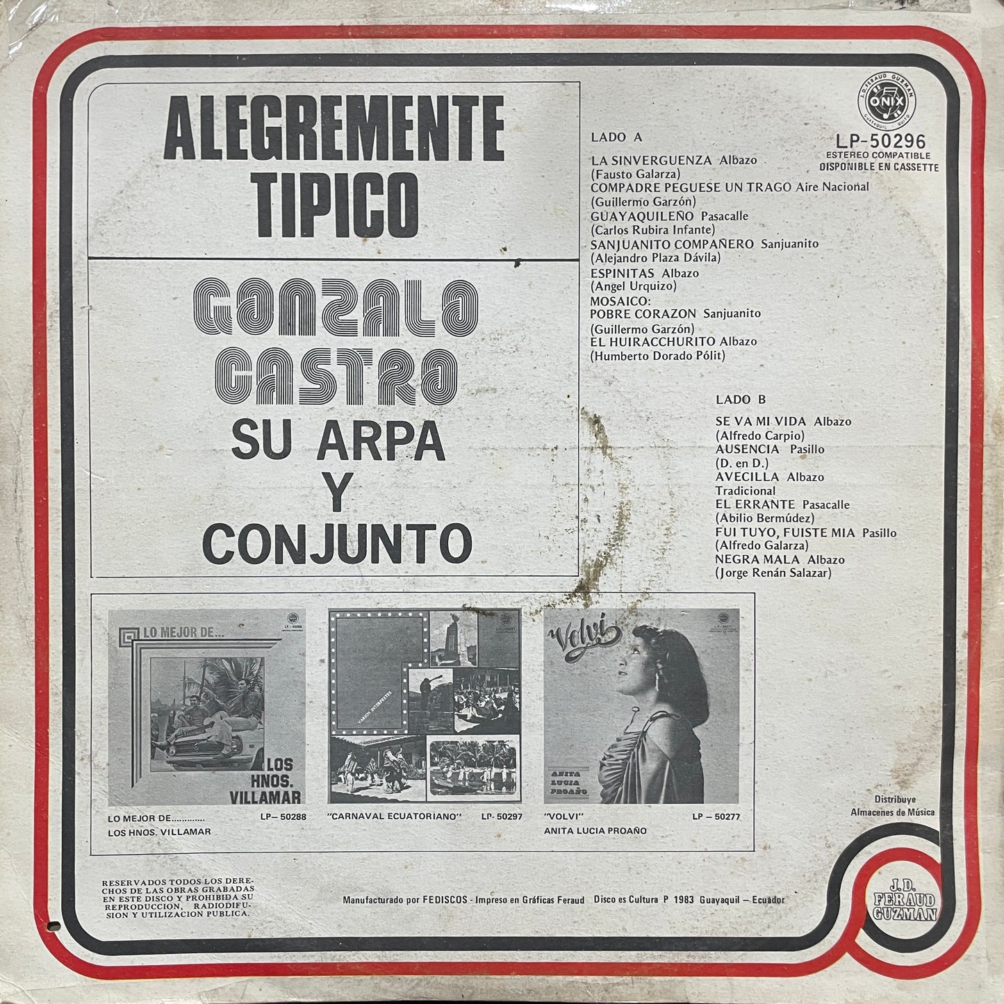 GONZALO CASTRO SU ARPA Y CONJUNTO - ALEGREMENTE TIPICO LP