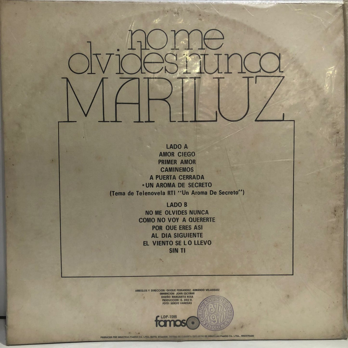 MARILUZ - NO ME OLVIDES NUNCA... LP