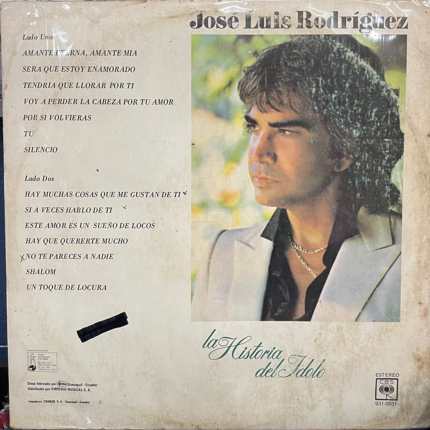 JOSE LUIS RODRIGUEZ - LA HISTORIA DEL IDOLO LP (DE EPOCA)