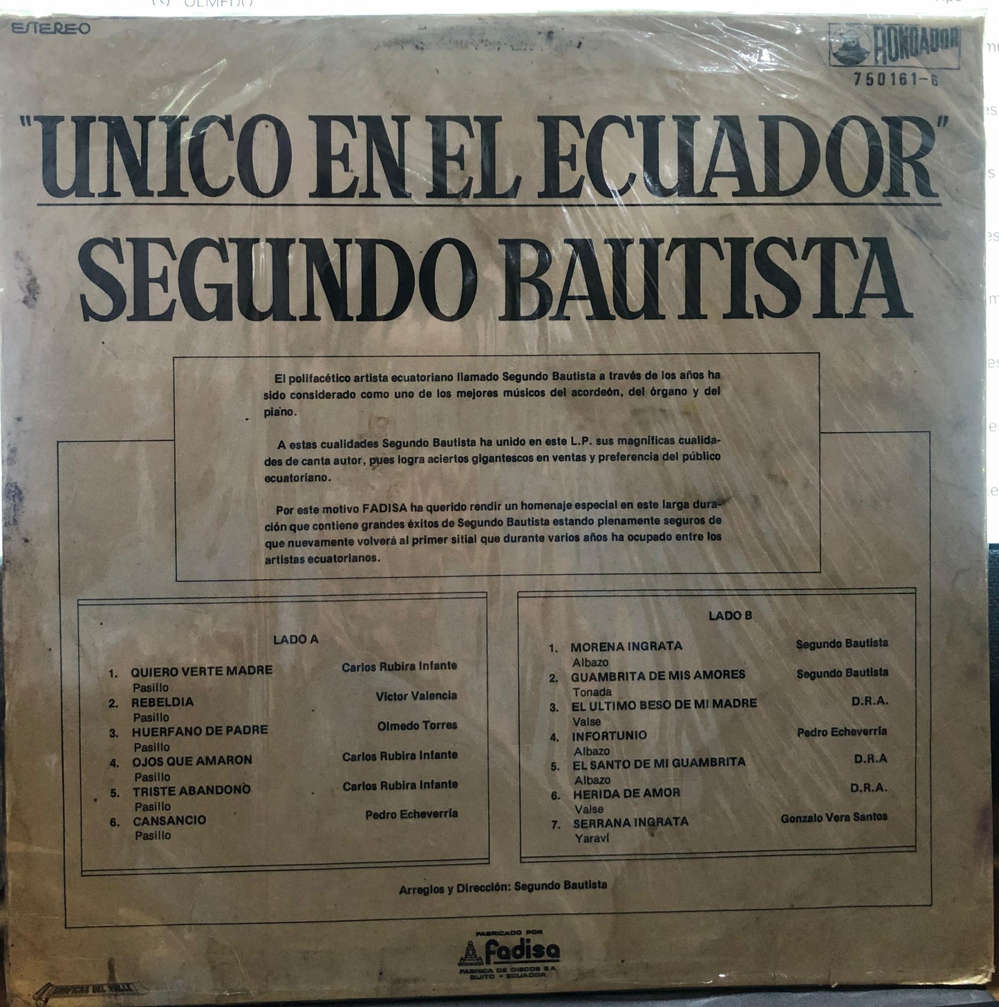 SEGUNDO BAUTISTA - UNICO EN EL ECUADOR LP