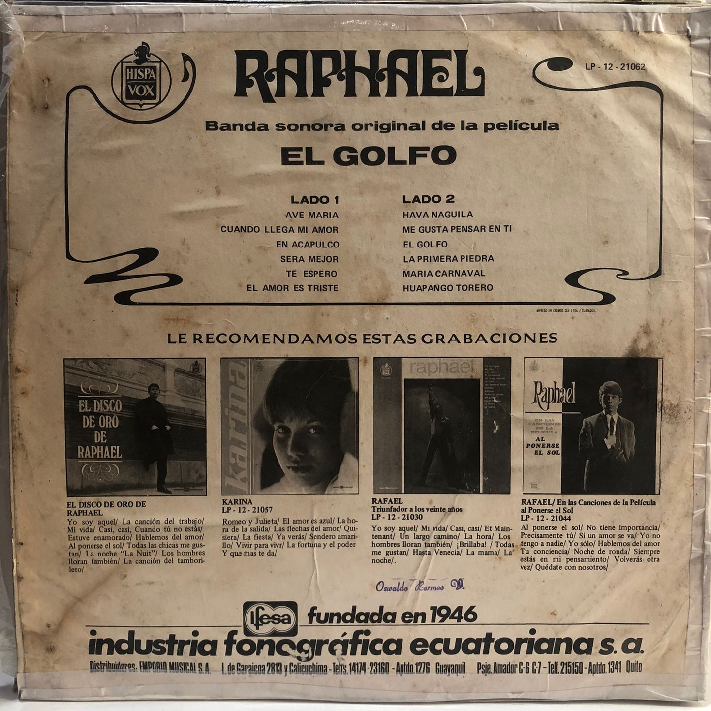 RAPHAEL - EL GOLFO LP