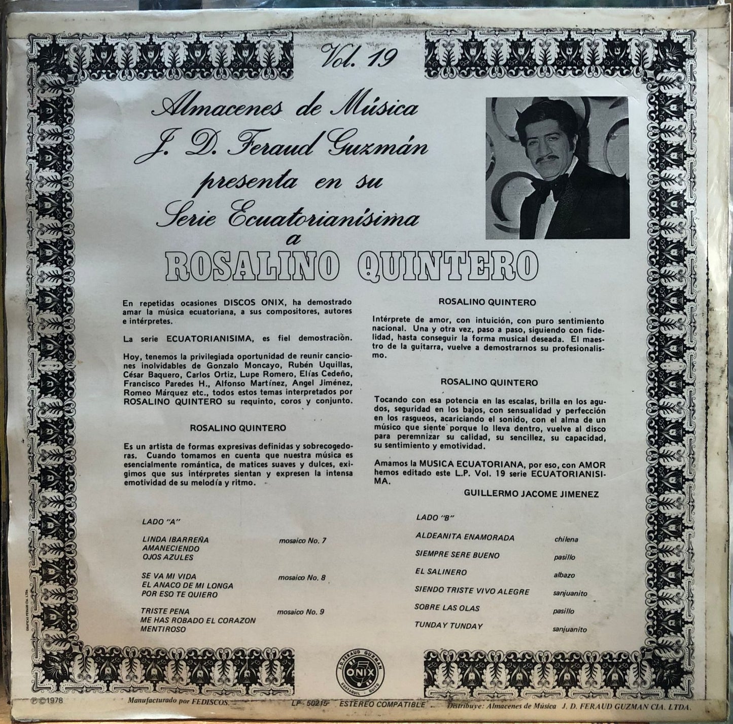 ROSALINO QUINTERO - SERIE ECUATORIANISIMA VOL. 19 LP