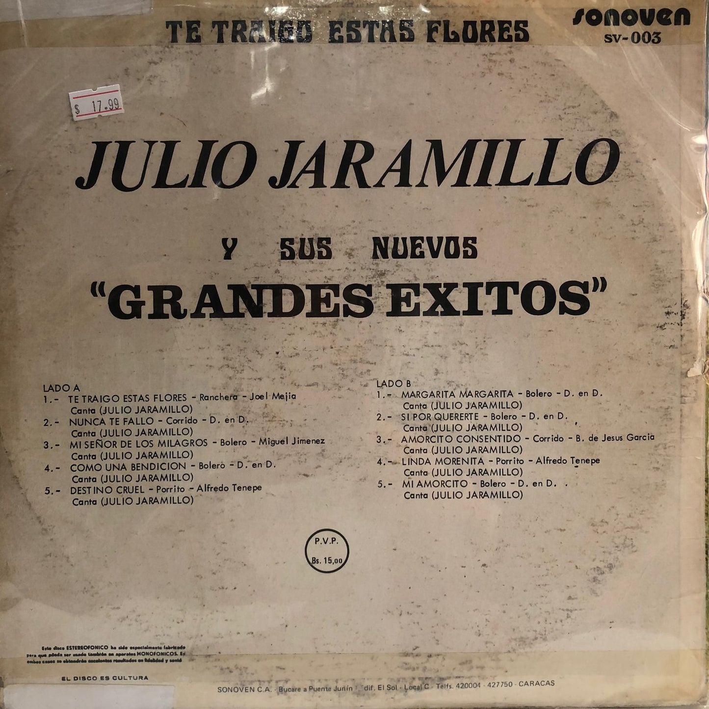 JULIO JARAMILLO - TE TRAIGO ESTAS FLORES LP