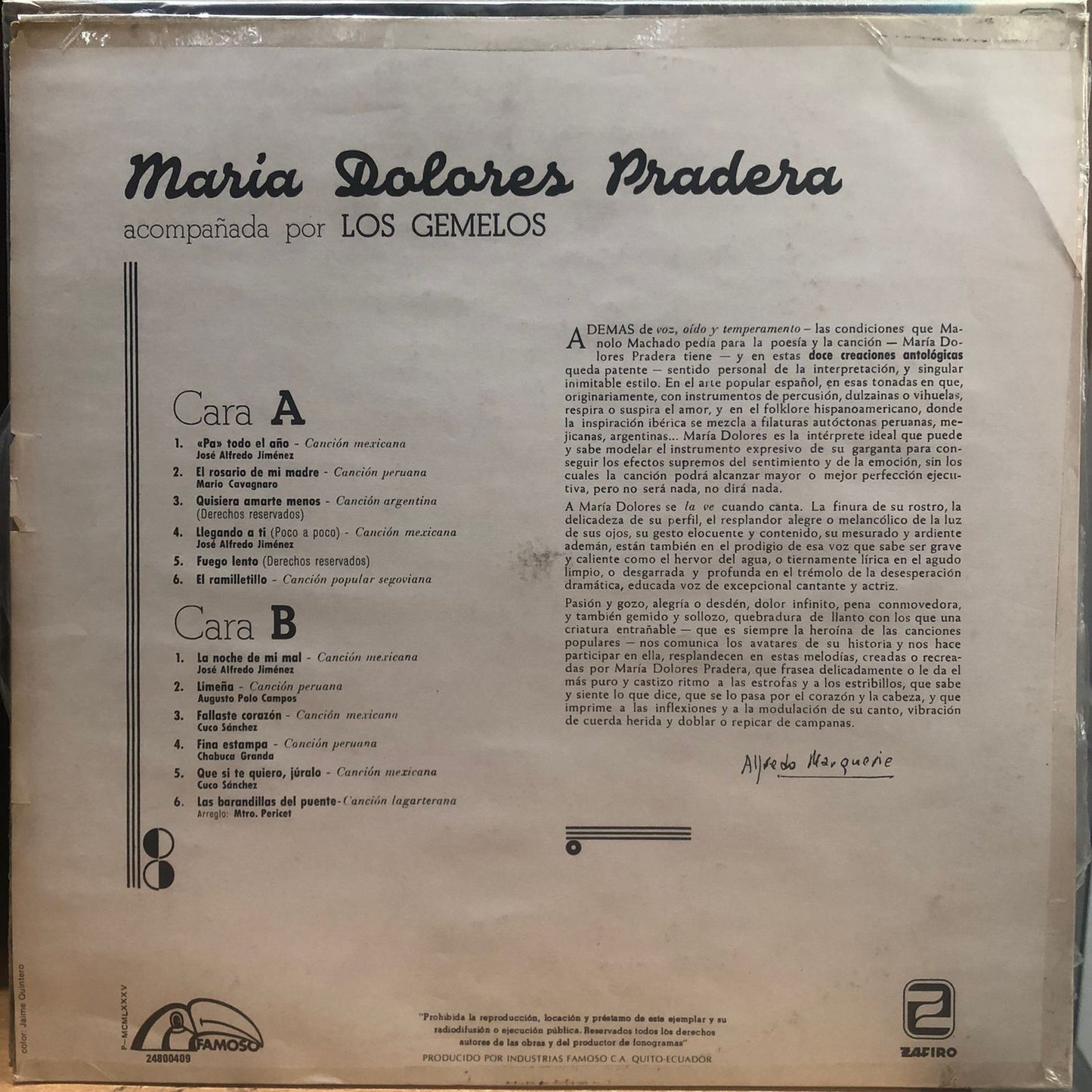 MARIA DOLORES PRADERA - ACOMPAÑADA POR LOS GEMELOS LP