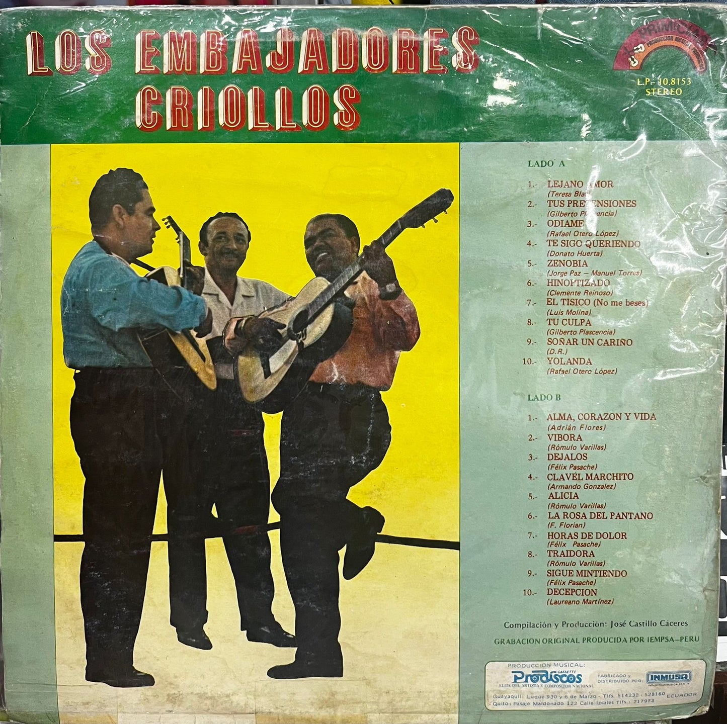 LOS EMBAJADORES CRIOLLOS - 20 VALSES DE ORO LP