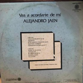 ALEJANDRO JAEN - VAS A ACORDARTE DE MI LP