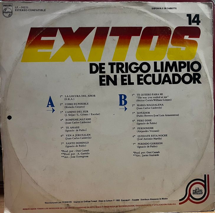 TRIGO LIMPIO - EXITOS DE TRIGO LIMPIO EN EL ECUADOR LP