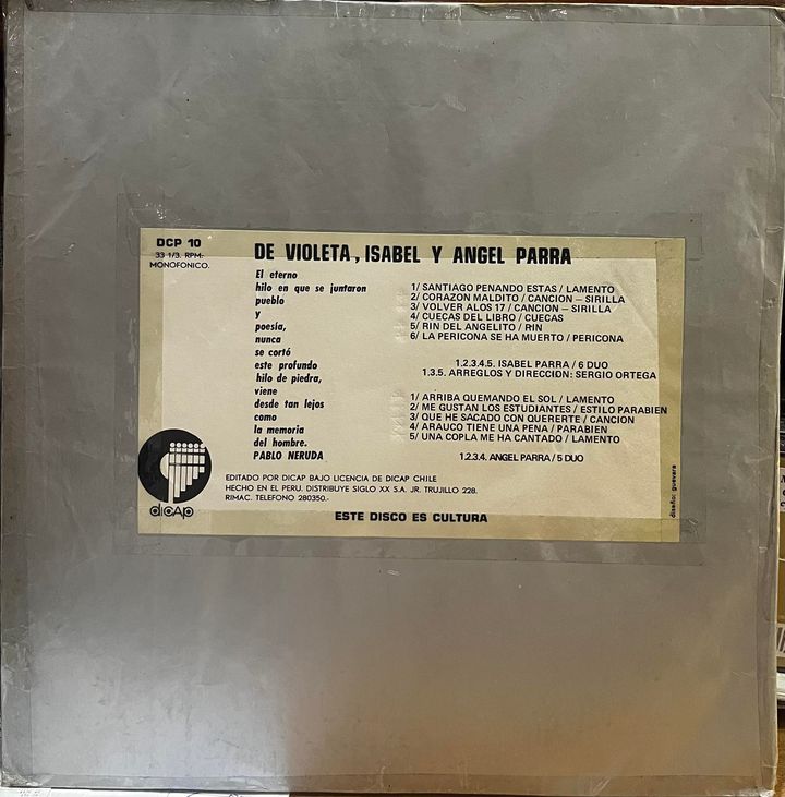 ISABEL Y ANGEL PARRA - DE VIOLETA LP