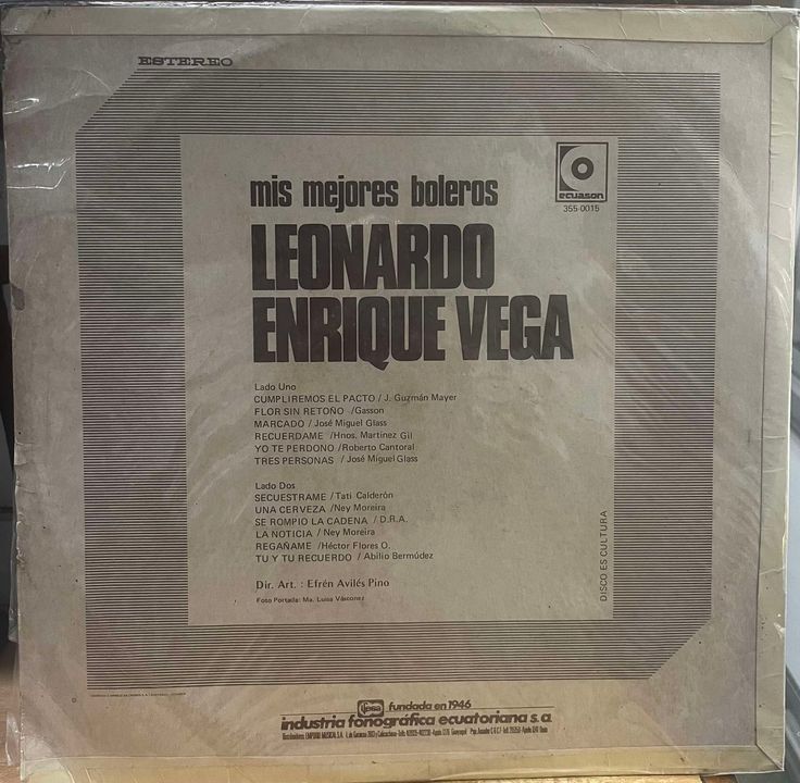 LEONARDO ENRIQUE VEGA - MIS MEJORES BOLEROS LP
