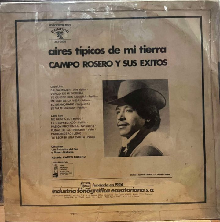 CAMPO ROSERO Y SUS EXITOS- AIRES TIPICOS DE MI TIERRA LP