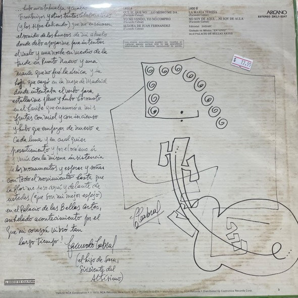 FACUNDO CABRAL - (EN VIVO) PALACIO DE LAS BELLAS ARTES VOL.1 LP