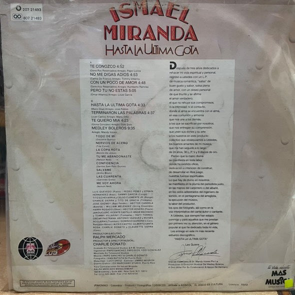 ISMAEL MIRANDA - HASTA LA ULTIMA COPA LP (DE EPOCA)