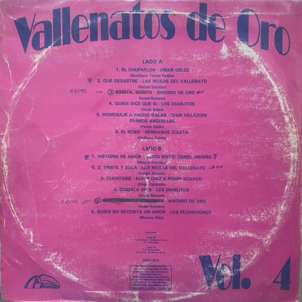 VALLENATOS DE ORO VOL.4 LP