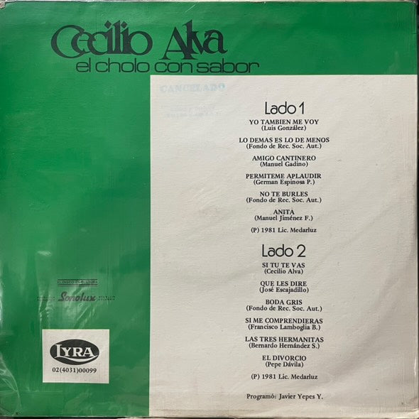 CECILIO ALVA - EL CHOLO CON SABOR LP (DE EPOCA)