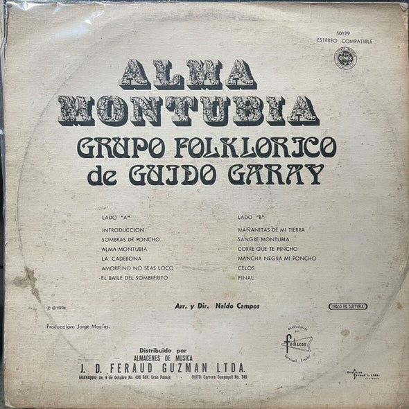 GRUPO FOLKLORICO DE GUIDO GARAY - ALMA MONTUBIA LP (DE EPOCA)
