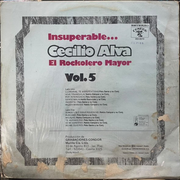 CECILIO ALVA - EL ROCKOLERO MAYOR VOL.5 LP (DE EPOCA)