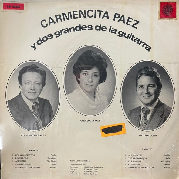 CARMENCITA PAEZ - Y DOS GRANDES DE LA GUITARRA LP (DE EPOCA)