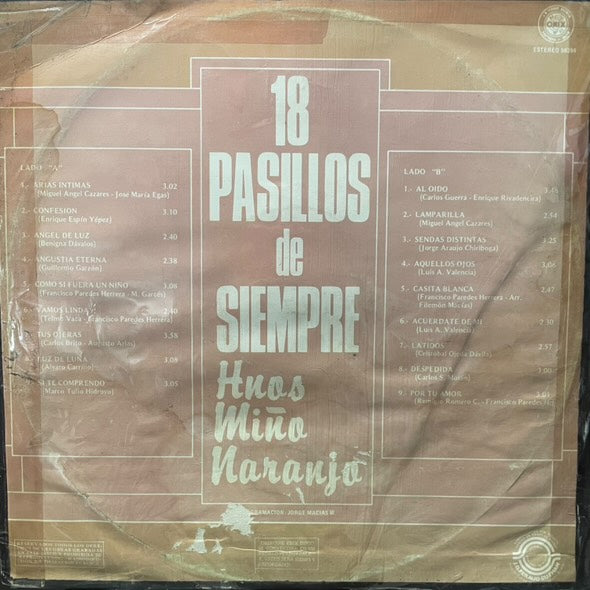 HNOS MIÑO NARANJO - 18 PASILLOS DE SIEMPRE LP (DE EPOCA)