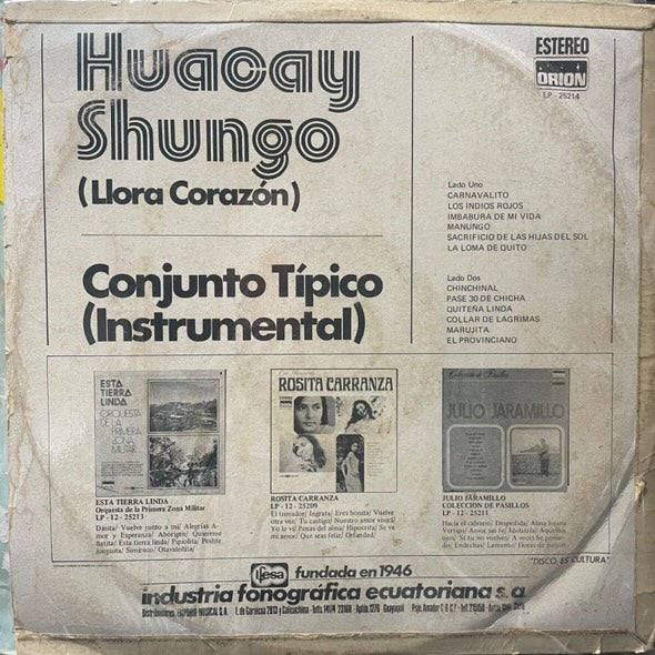 CONJUNTO TIPICO (INSTRUMENTAL) - HUACAY SHUNGO LP (DE EPOCA)