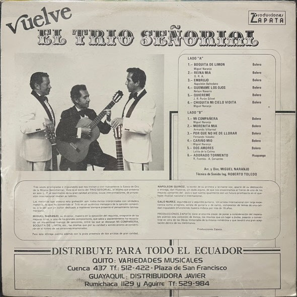 TRIO SEÑORIAL - VUELVE EL TRIO SEÑORIAL LP (DE EPOCA)
